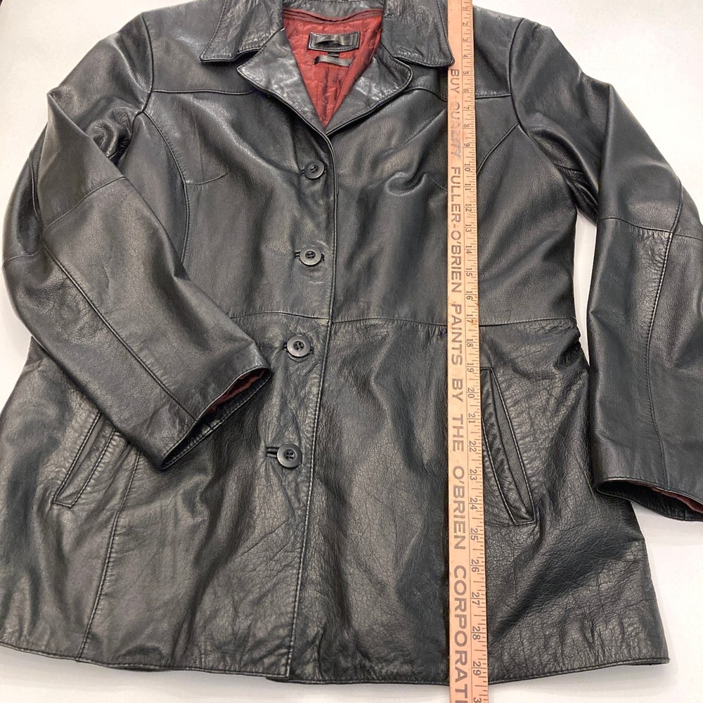 Vtg Wilsons Black Leather Jacket Womens XL Removable Lining Quilted 90s - Picture 8 of 8
